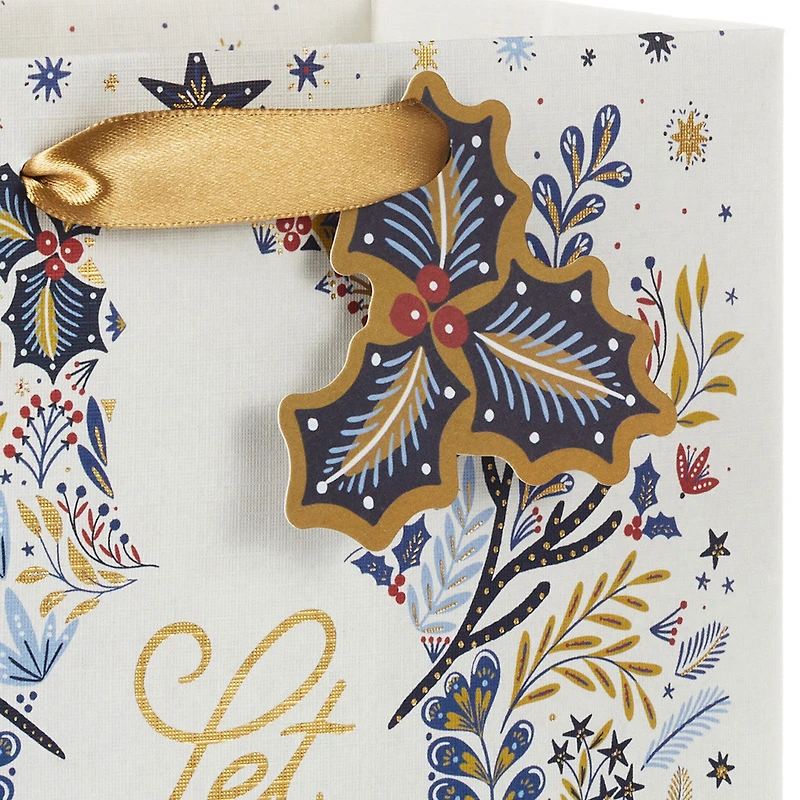 9.6" Snowman Silhouette on Holiday Toile Medium Gift Bag for only USD 3.99 | Hallmark