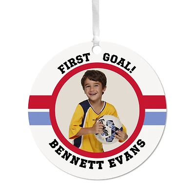 Soccer Round Metal Personalized Ornament