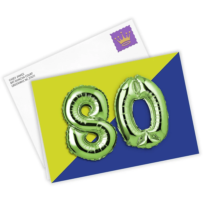80th Balloons Custom Birthday Card for only USD 4.99 | Hallmark