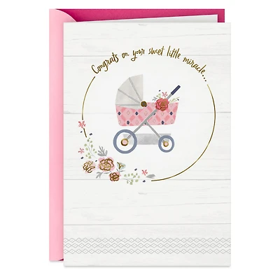 Sweet Little Miracle, Big Love New Baby Girl Card for only USD 2.99 | Hallmark