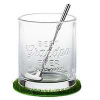 Best Grandpa Ever Lowball Glass With Golf Club Stirrer and Turf Coaster, 8.5 oz. for only USD 28.99 | Hallmark
