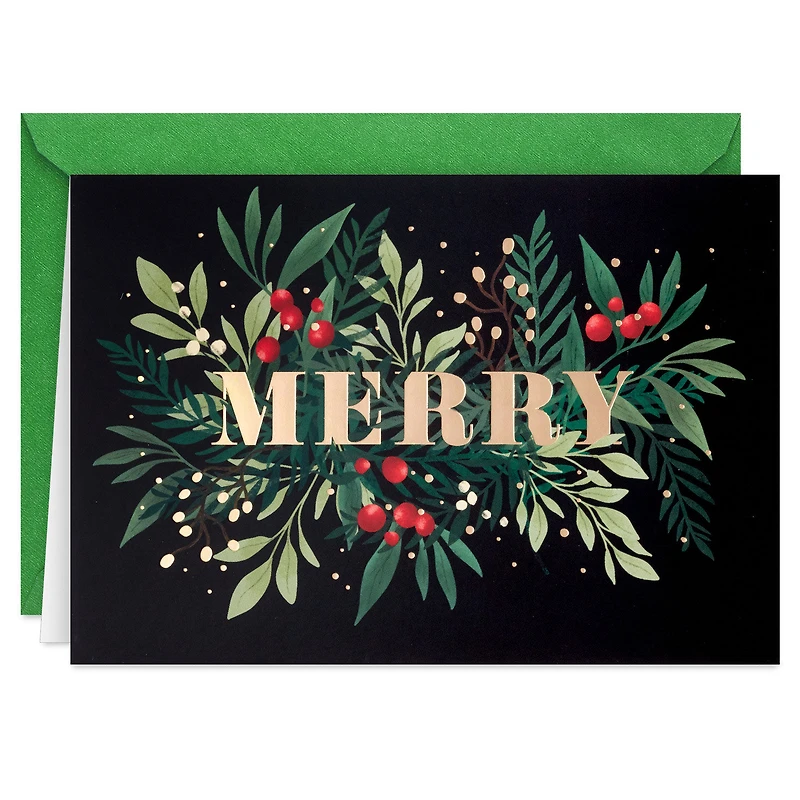 Merry and Bold Greenery Boxed Christmas Cards, Pack of 16 for only USD 12.49 | Hallmark