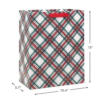 13" Festive Red and Green Plaid Large Holiday Gift Bag for only USD 4.49 | Hallmark