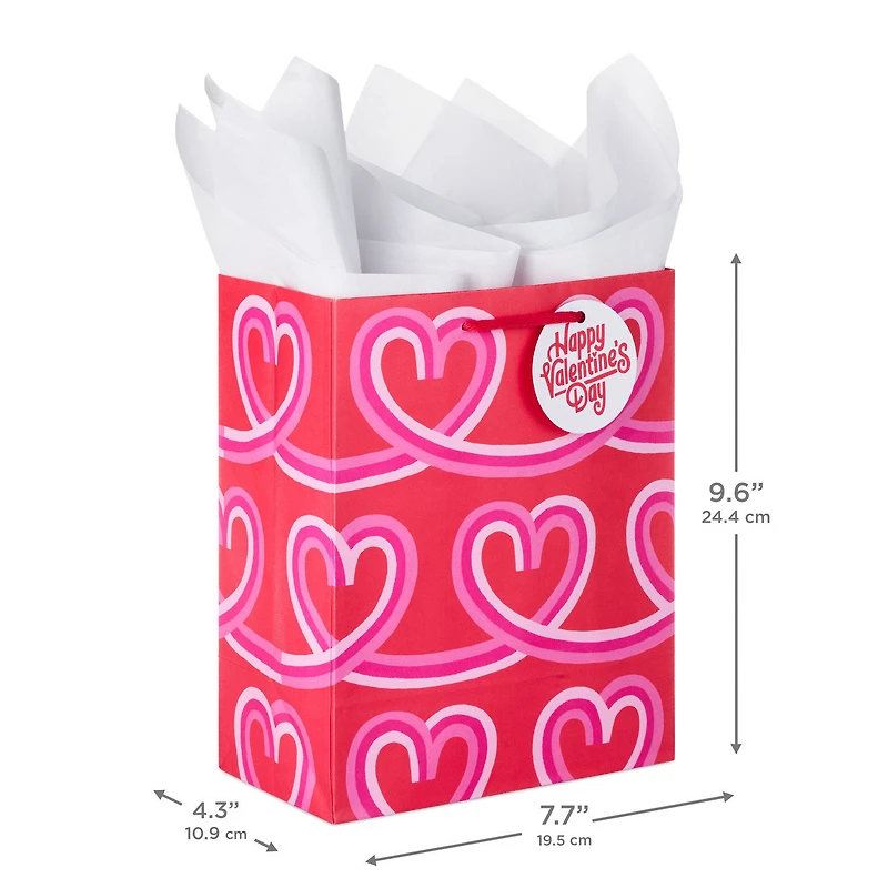9.6" Looped Hearts Medium Valentine's Day Gift Bag With Tissue Paper for only USD 5.99 | Hallmark