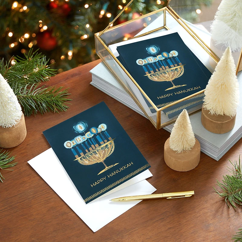 UNICEF Gold Menorah on Blue Boxed Hanukkah Cards, Pack of 12 for only USD 12.50 | Hallmark