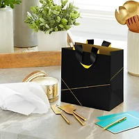 5.5" Gold Lines on Black Small Square Gift Bag for only USD 5.49 | Hallmark