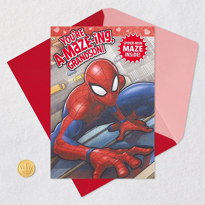 Marvel Spider-Man Valentine's Day Card for Grandson With Maze Activity for only USD 3.59 | Hallmark