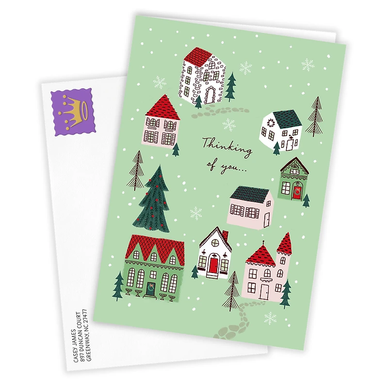 Thinking of You Snowy Village Custom Holiday Card for only USD 4.99 | Hallmark