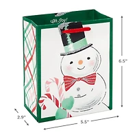 6.5" Smiling Snowman on White Small Holiday Gift Bag for only USD 2.49 | Hallmark