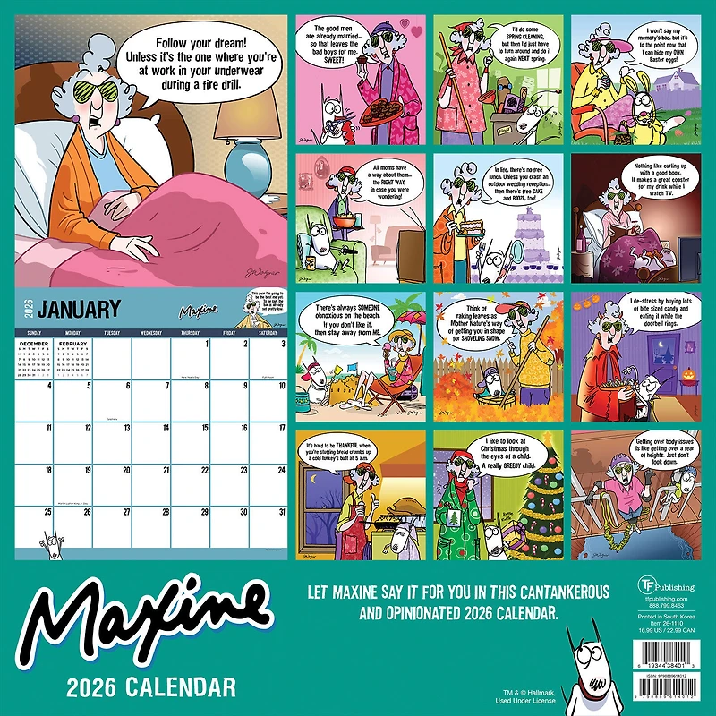 Time Factory Hallmark Maxine Crab for All Seasons Funny 2026 Wall Calendar for only USD 16.99 | Hallmark