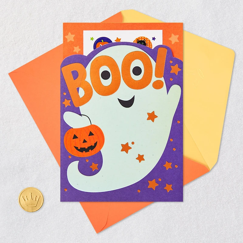 Trick-or-Treating Ghost Halloween Card With Stickers for only USD 3.99 | Hallmark