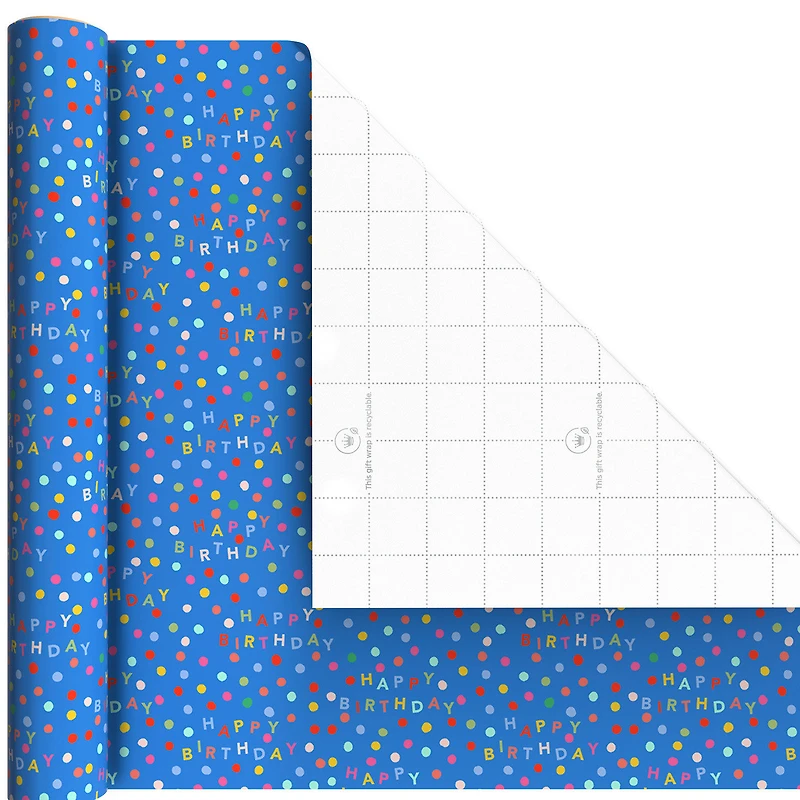 Stripes, Balloons and Dots 3-Pack Wrapping Paper Mini Roll Bundle, 60 sq. ft. total for only USD 9.99 | Hallmark