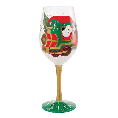 Lolita Chuggin' Along With Santa Handpainted Wine Glass, 15 oz. for only USD 32.99 | Hallmark