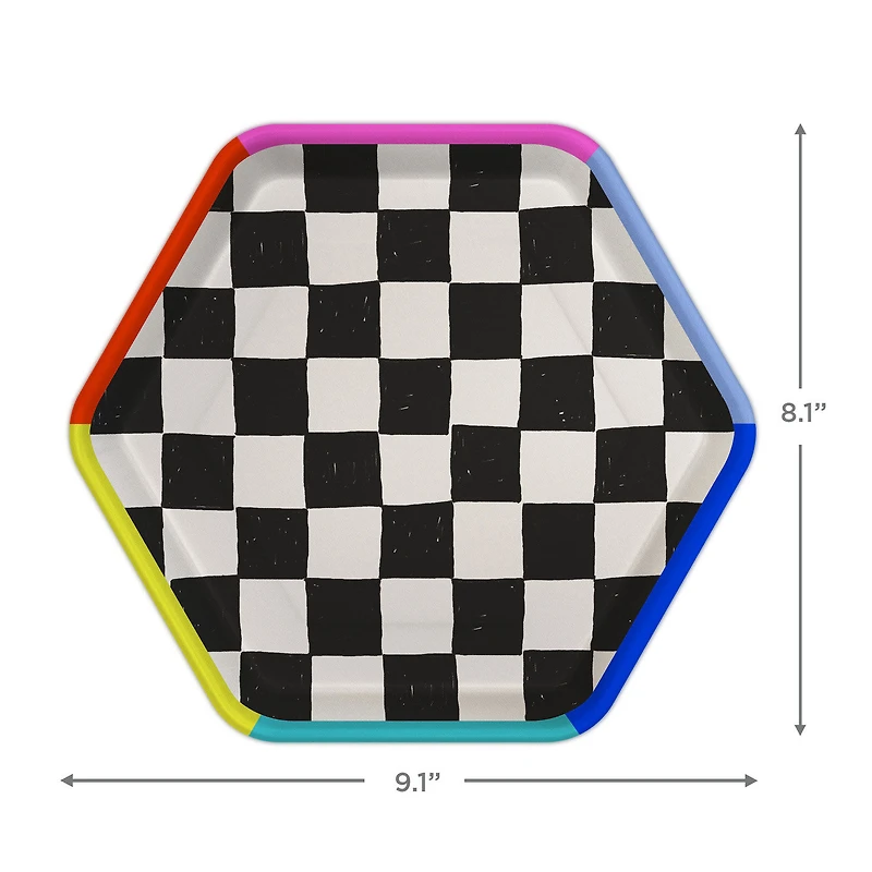 Black and White Checkered Hexagonal Dessert Plates, Pack of 8 for only USD 4.99 | Hallmark
