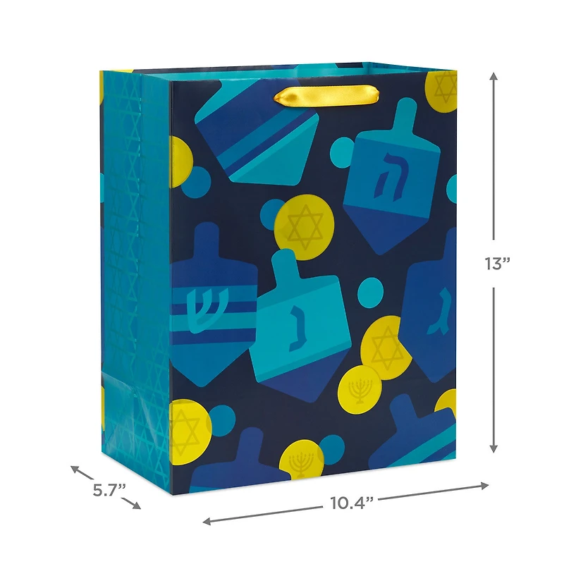 13" Dreidels and Gelt on Black Large Hanukkah Gift Bag for only USD 4.99 | Hallmark