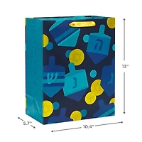 13" Dreidels and Gelt on Black Large Hanukkah Gift Bag for only USD 4.99 | Hallmark