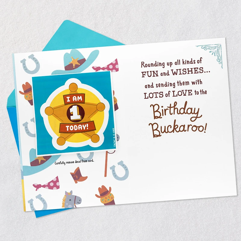 Round Up Some Fun First Birthday Card for Grandson With Decal for only USD 4.59 | Hallmark