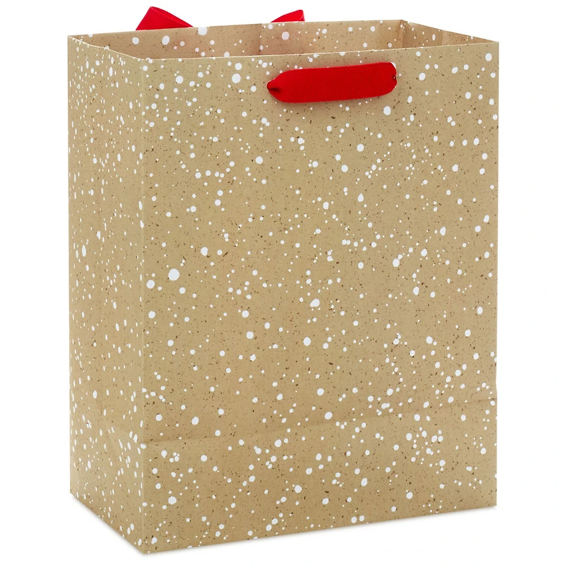 9.6" Snow-Speckled Kraft Paper Medium Holiday Gift Bag for only USD 3.99 | Hallmark