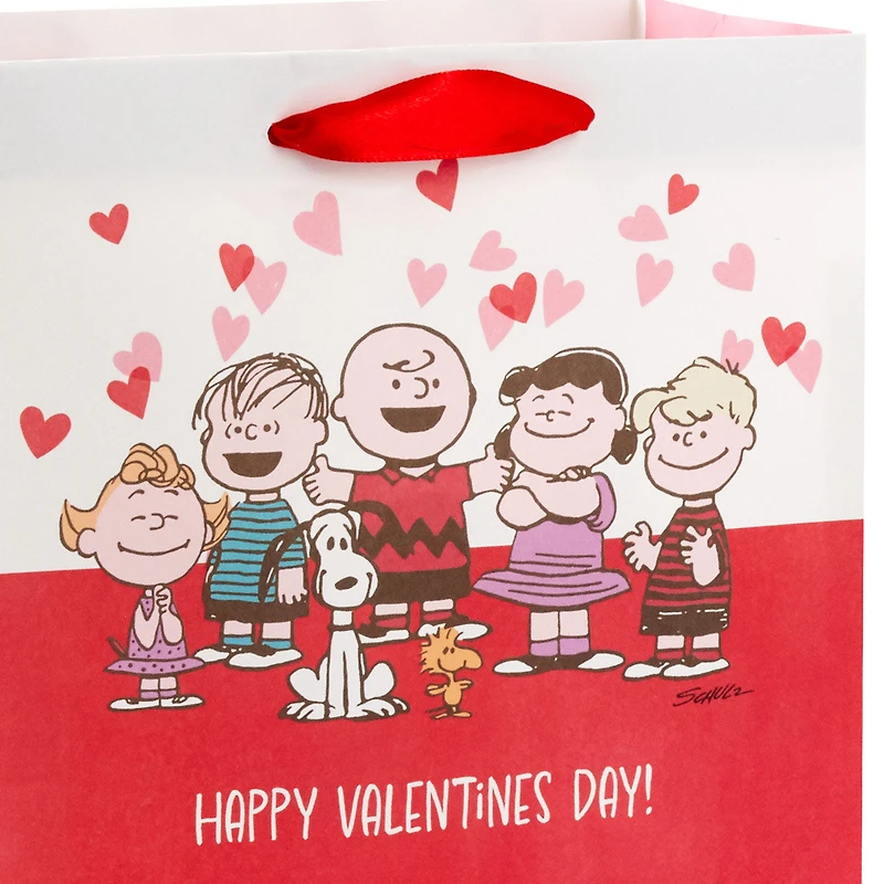 9.6" Peanuts® Gang on Red and White Medium Valentine's Day Gift Bag for only USD 3.49 | Hallmark