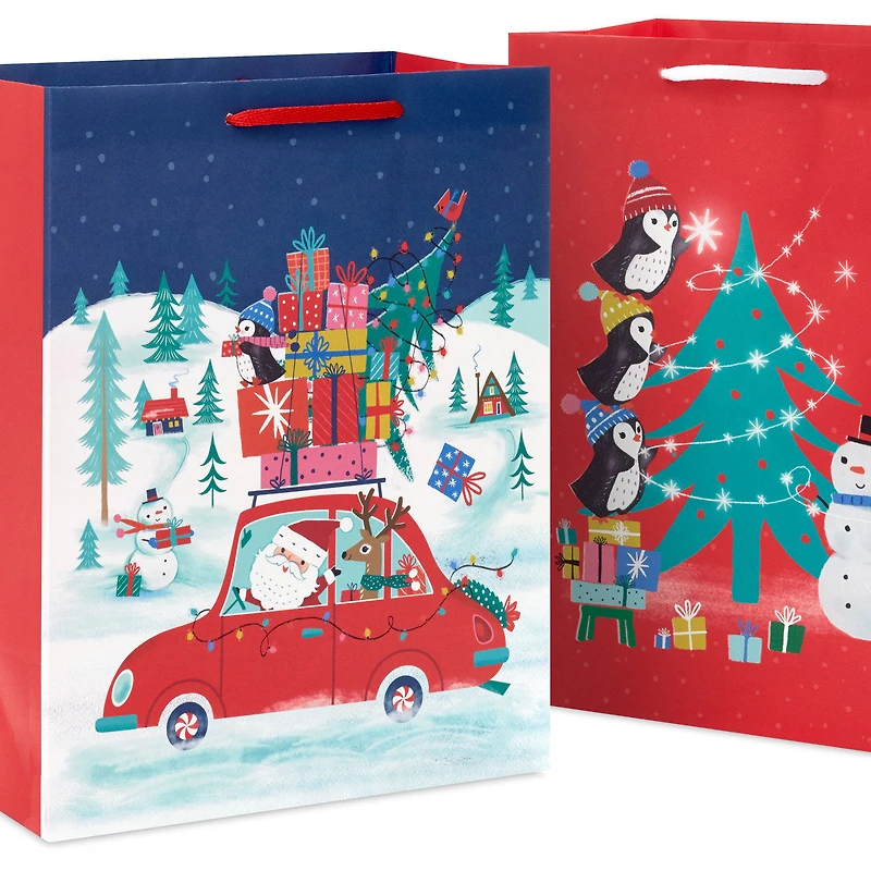 11.5" Penguin Holiday Fun 2-Pack Large Gift Bag Bundle for only USD 6.99 | Hallmark