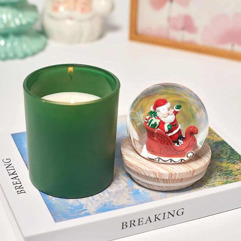 Green Mistletoe Scented Santa Sleigh Snow Globe Candle for only USD 19.99 | Hallmark