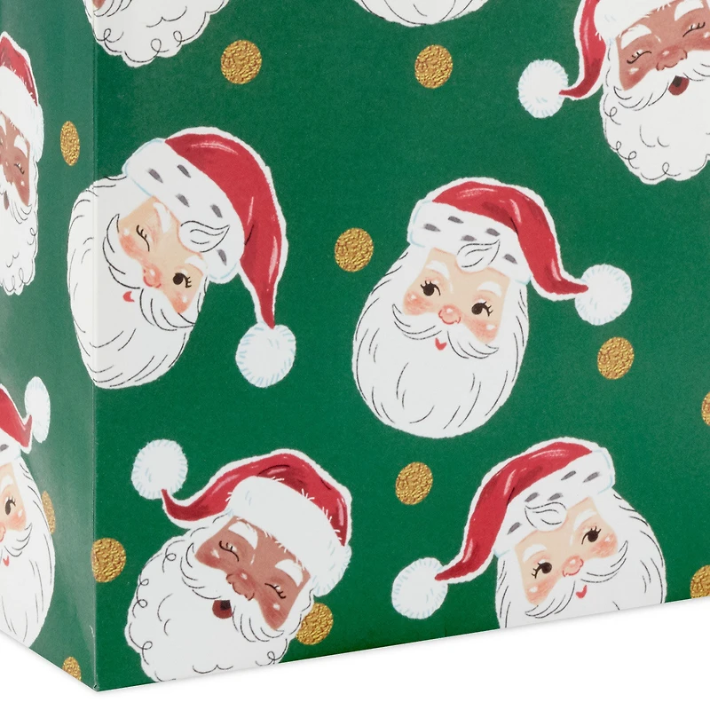 9.6" Santa Faces on Green Medium Christmas Gift Bag for only USD 3.49 | Hallmark