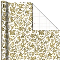 Gold Birds and Botanicals on White Foil Christmas Wrapping Paper Roll, 22.5 sq. ft. for only USD 4.99 | Hallmark