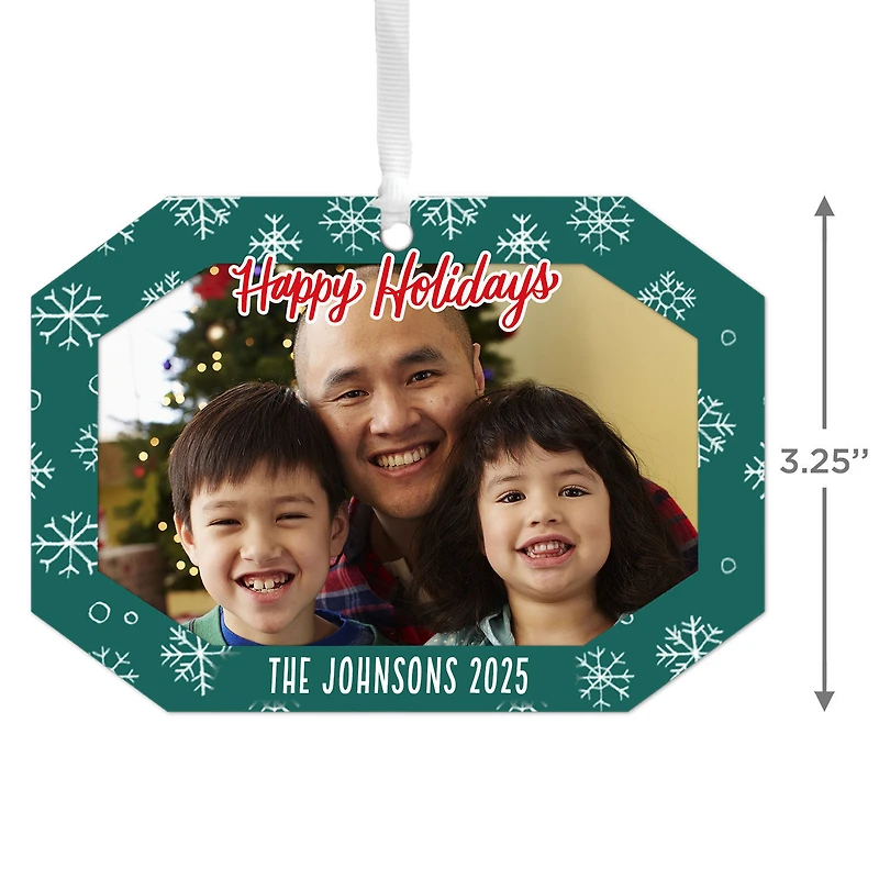 Green Snowflake Metal Personalized Ornament, Custom Photo and Text for only USD 17.99 | Hallmark