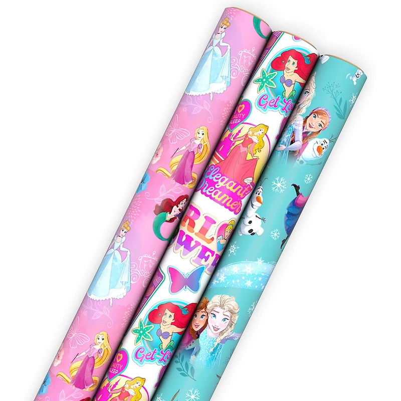 Disney Frozen and Disney Princesses Wrapping Paper Assortment, 60 sq. ft. for only USD 16.99 | Hallmark
