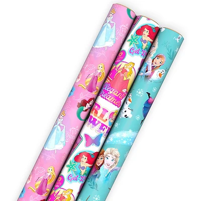 Disney Frozen and Disney Princesses Wrapping Paper Assortment, 60 sq. ft. for only USD 16.99 | Hallmark