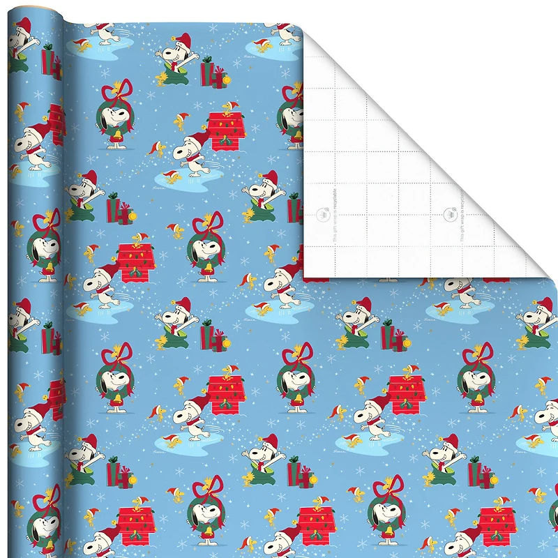 Peanuts® Snoopy and Woodstock on Blue Jumbo Christmas Wrapping Paper Roll, 70 sq. ft. for only USD 9.99 | Hallmark