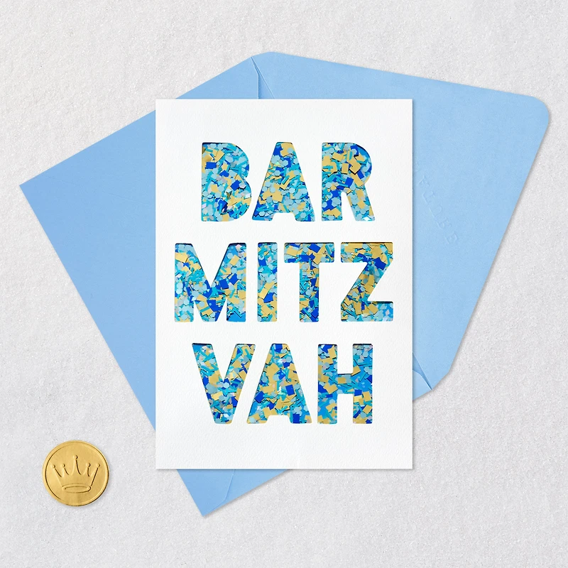Blue and Gold Confetti Bar Mitzvah Card for only USD 8.59 | Hallmark