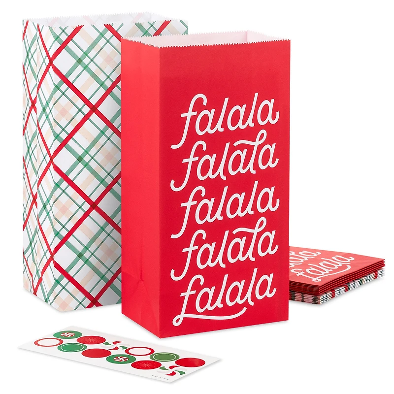 Plaid and Fa La La Christmas Goodie Bags With Stickers, Pack of 12 for only USD 6.99 | Hallmark