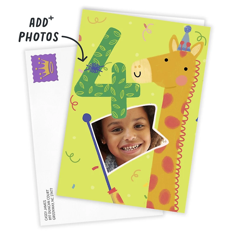 Festive Giraffe Custom 4th Birthday Card for only USD 4.99 | Hallmark