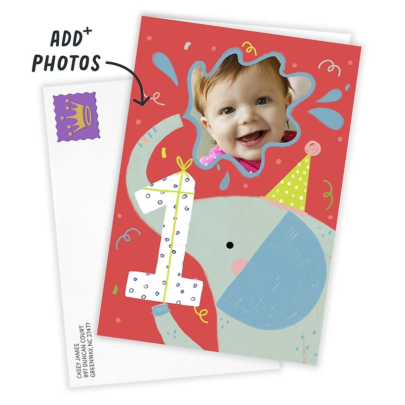 Festive Elephant Custom First Birthday Card for only USD 4.99 | Hallmark