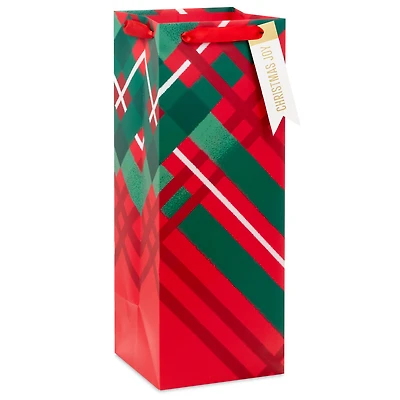 14" Red and Green Plaid Large Christmas Wine Gift Bag for only USD 4.49 | Hallmark