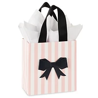 5.5" Black Bow on Pink Stripes Small Gift Bag With Tissue Paper for only USD 8.99 | Hallmark
