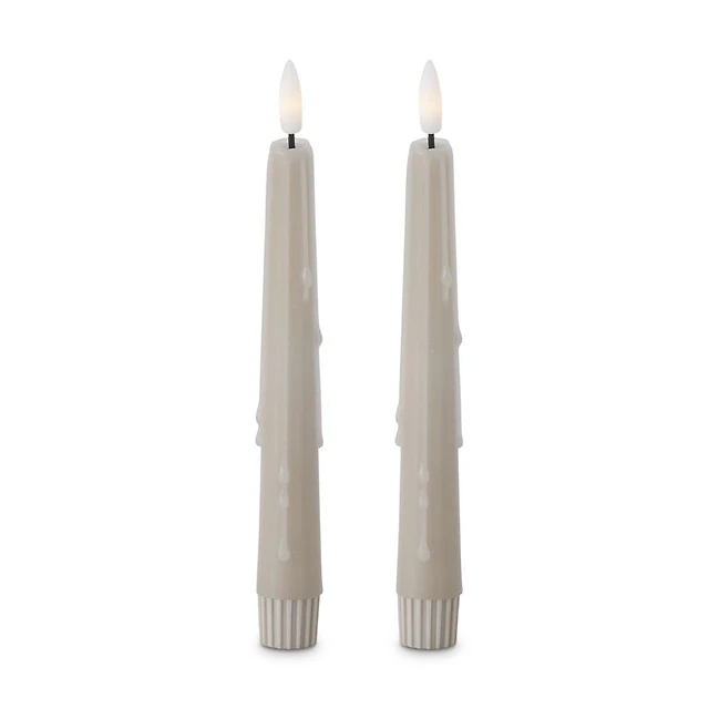 K&K Interiors -inch Taupe Drip LED Taper Candles