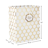 13" Gold Foil Hexagons on White Large Gift Bag for only USD 4.99 | Hallmark