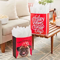 13" Pug and Happy Valentine's Day 2-Pack Large Gift Bags With Tissue Paper for only USD 9.99 | Hallmark