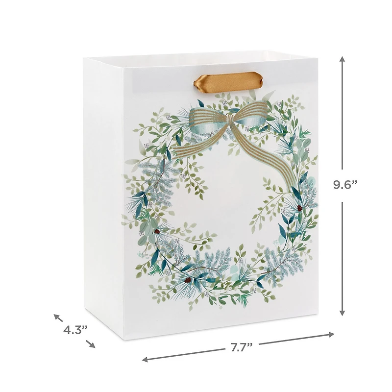 9.6" Elegant Wreath on White Medium Holiday Gift Bag for only USD 3.49 | Hallmark