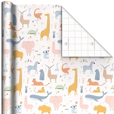 Cute Animal Collage on White Tall Wrapping Paper Roll, 35 sq. ft. for only USD 5.99 | Hallmark