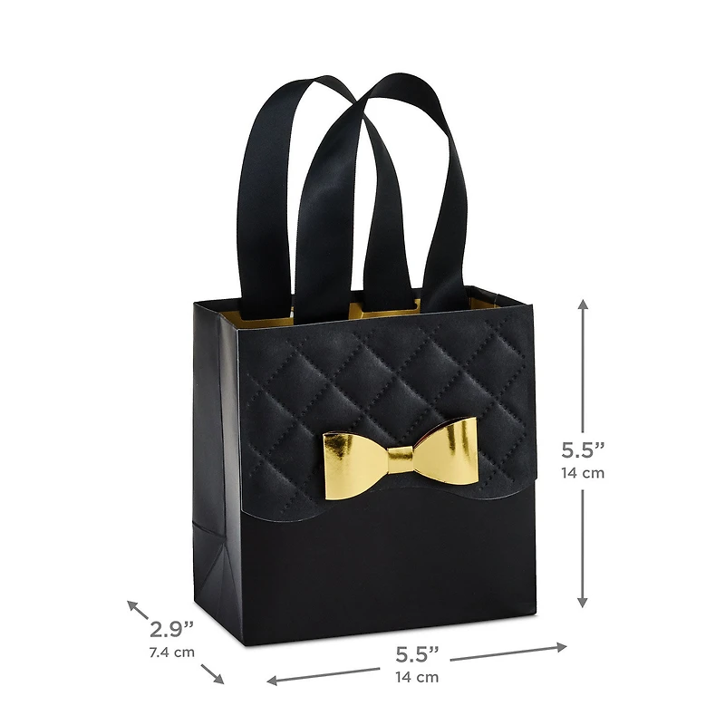 5.5" Gold Bow on Black Small Square Gift Bag for only USD 6.79 | Hallmark