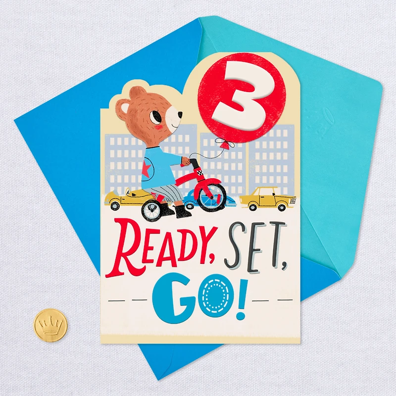 Birthday Boy Bear on a Bike 3rd Birthday Card for only USD 2.99 | Hallmark