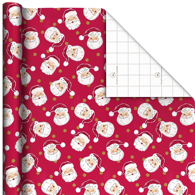 Classic Santa Faces on Red Jumbo Christmas Wrapping Paper Roll, 90 sq. ft. for only USD 9.99 | Hallmark