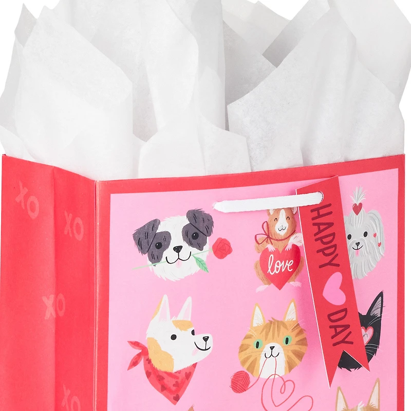 9.6" Happy Heart Day Pets Medium Valentine's Day Gift Bag With Tissue Paper for only USD 5.99 | Hallmark