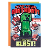 Minecraft Have a Blast Birthday Card for Kids With Build-Your-Own Creeper for only USD 5.59 | Hallmark