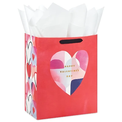 13" Abstract Heart on Red Large Valentine's Day Gift Bag With Tissue Paper for only USD 8.49 | Hallmark