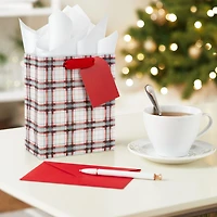 6.5" Farmhouse Plaid on White Small Holiday Gift Bag for only USD 2.49 | Hallmark