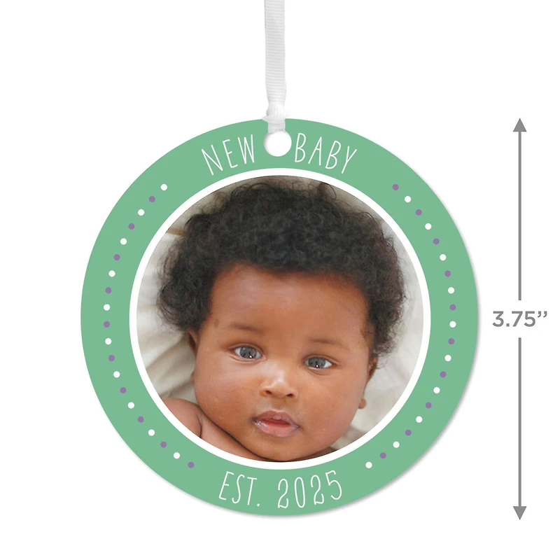 New Baby Round Metal Personalized Ornament, Custom Photo and Text for only USD 17.99 | Hallmark
